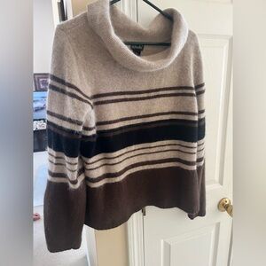 Rafaella size XL  soft and warm Rabbit hair / wool Striped Brown /Black Sweater